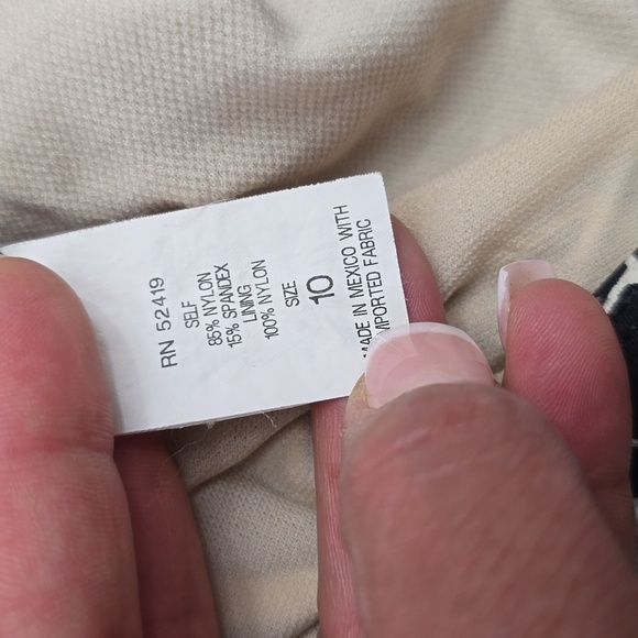 LA BLANCAL Black and Cream Swimsuit One Piece Halter - Picture 4 of 5